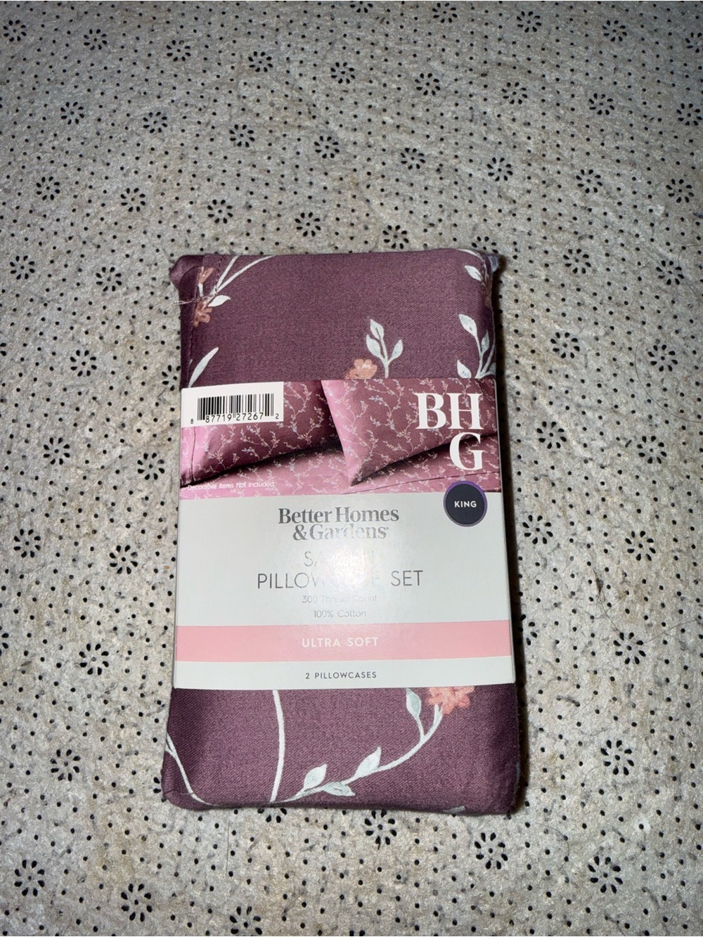 Better Homes & Gardens King Pillowcase Set Floral 100% Cotton